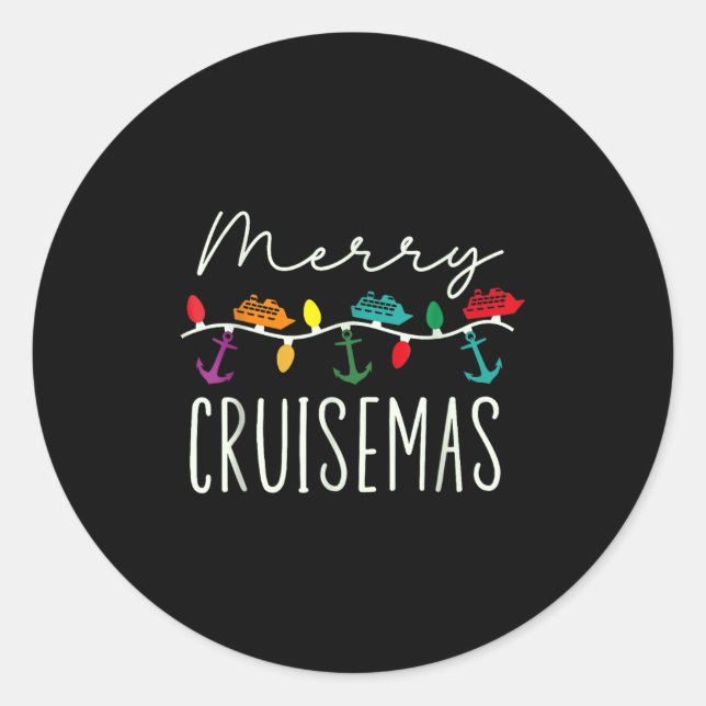 Adesivo Redondo Merry Cruise-mas Cruise Christmas Xmas Pajamas Hol (Frente)