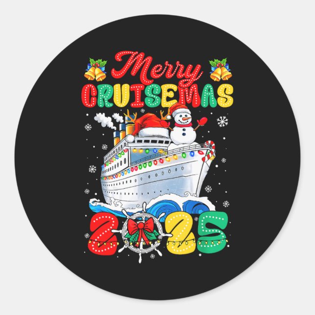 Adesivo Redondo Merry Cruisemas 2025 Christmas Santa Groovy Cruise (Frente)