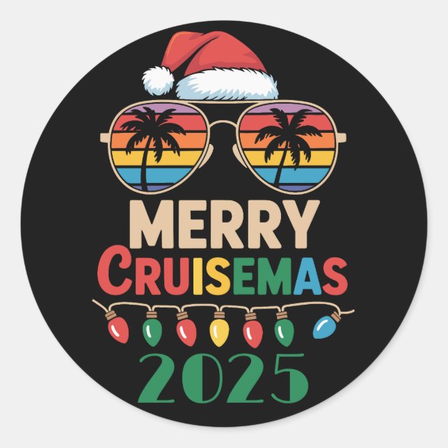 Adesivo Redondo Merry Cruisemas 2025 Personalized Xmas Cruise (Frente)