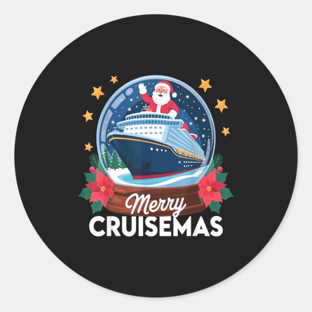 Adesivo Redondo Merry Cruisemas Christmas Family Cruisin Funny Cru (Frente)