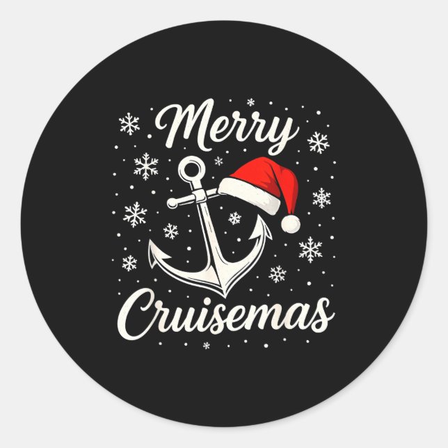Adesivo Redondo Merry Cruisemas Christmas Family Cruisin Funny Cru (Frente)