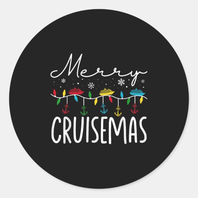 Adesivo Redondo Merry Cruisemas Christmas Family Cruisin Funny Cru (Frente)