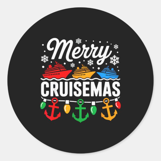 Adesivo Redondo Merry Cruisemas Christmas Family Cruisin Funny Cru (Frente)
