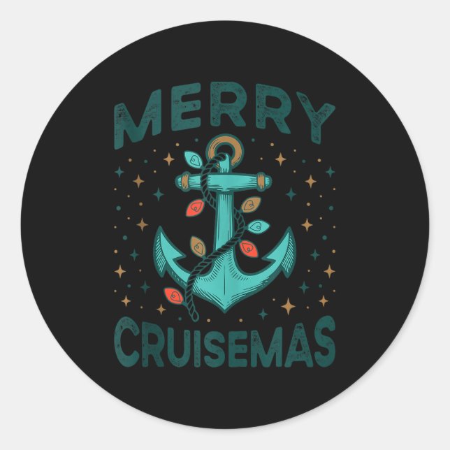 Adesivo Redondo Merry Cruisemas Cruise Christmas Light Matching Fa (Frente)