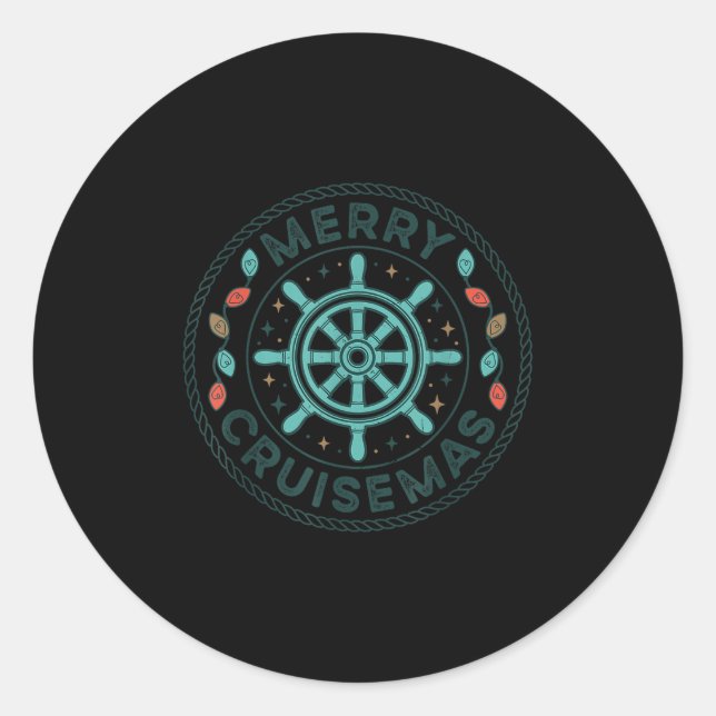 Adesivo Redondo Merry Cruisemas Cruise Christmas Light Matching Fa (Frente)