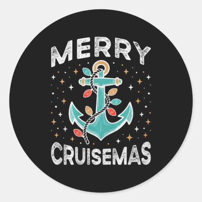 Adesivo Redondo Merry Cruisemas Cruise Christmas Light Matching Fa (Frente)