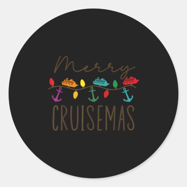 Adesivo Redondo Merry Cruisemas Cruise Christmas Lights Matching F (Frente)