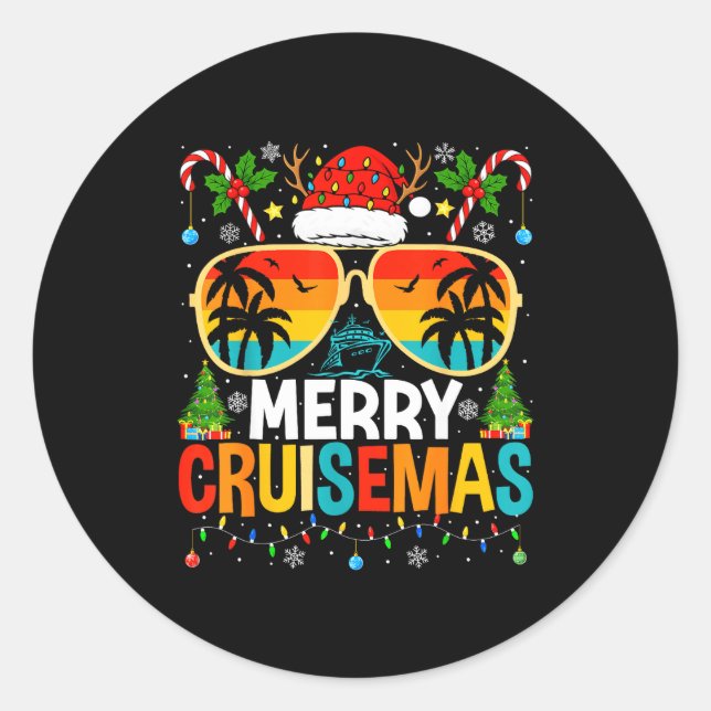 Adesivo Redondo Merry Cruisemas Cruise Matching Family Christmas C (Frente)