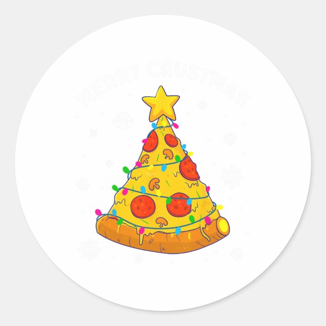 Adesivo Redondo Merry Crustmas Pizza Christmas Tree Xmas Gifts Kid (Frente)