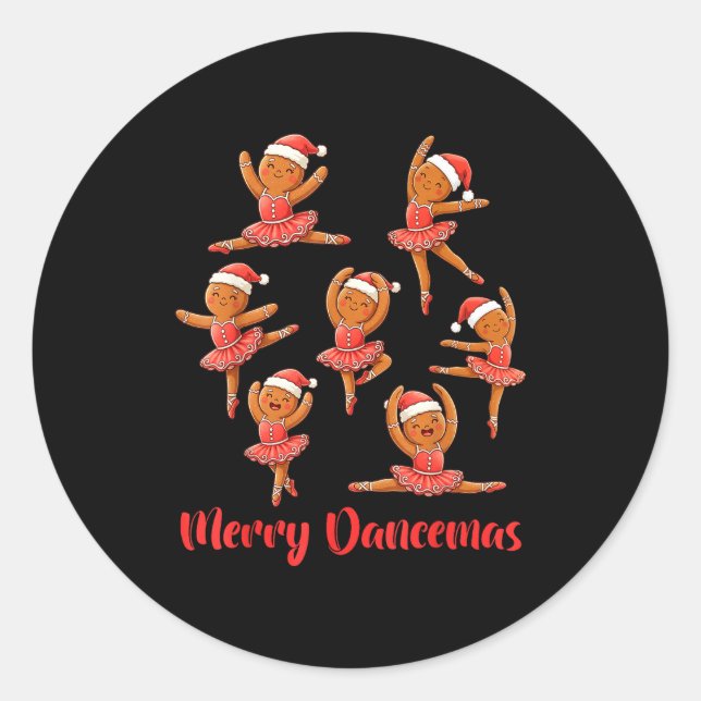 Adesivo Redondo Merry Dancemas Ballet Dancer Gingerbread Teacher C (Frente)
