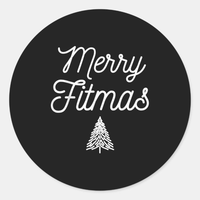 Adesivo Redondo Merry Fitmas For Christmas Workout Xmas Gym Holida (Frente)