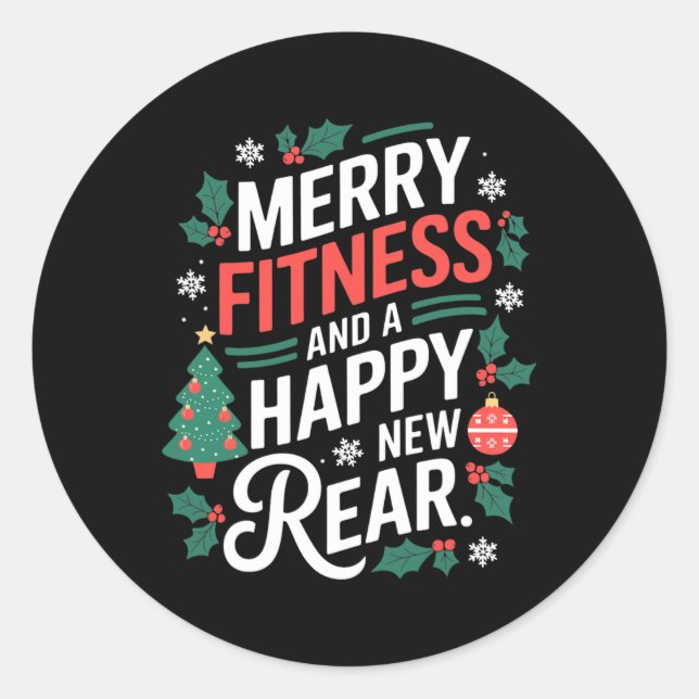 Adesivo Redondo Merry Fitness And A Happy New Rear Fitmas Christma (Frente)