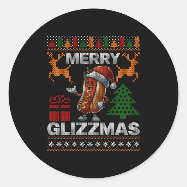 Adesivo Redondo Merry Glizzmas -christmas Glizy Matching Family Ug (Frente)