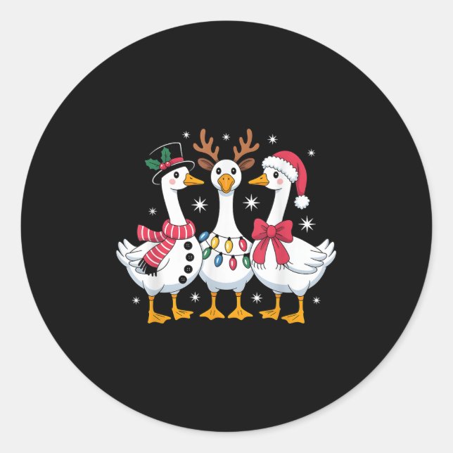Adesivo Redondo Merry Goosemas Christmas Silly Goose Xmas Lights M (Frente)