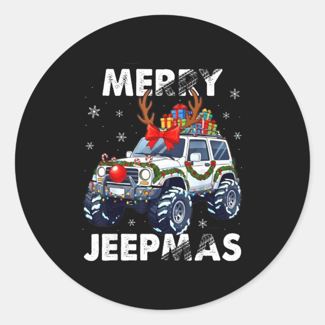 Adesivo Redondo Merry Jeepmas Ugly Light Reindeer Christmas  (Frente)