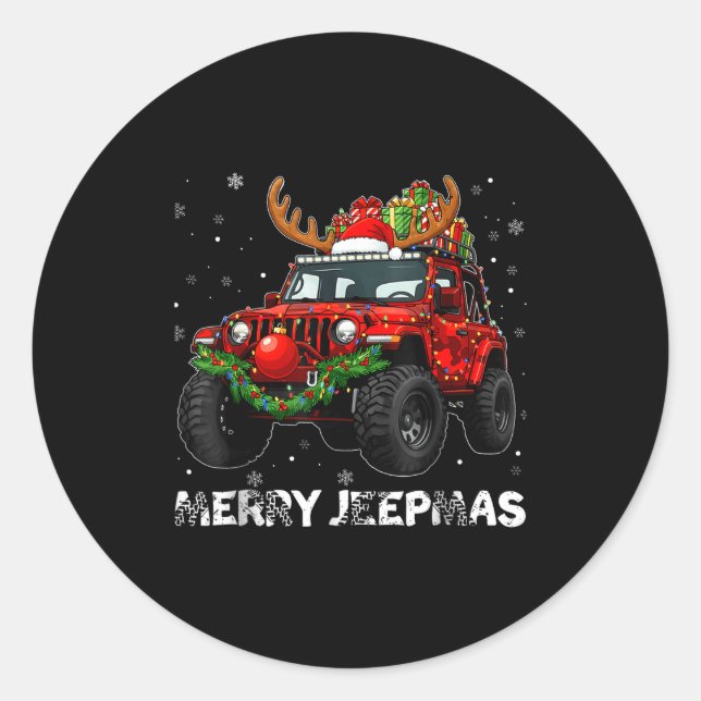 Adesivo Redondo Merry Jeepmas Ugly Light Reindeer Christmas  (Frente)