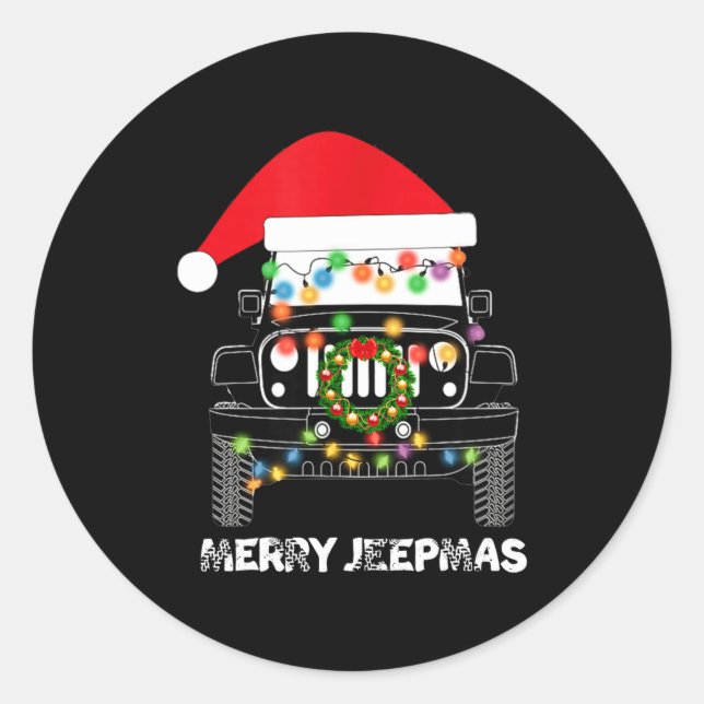 Adesivo Redondo Merry Jeepmas Ugly Light Reindeer Christmas Long S (Frente)