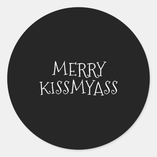 Adesivo Redondo Merry Kiss My Offensive Holiday Season Christmas G (Frente)
