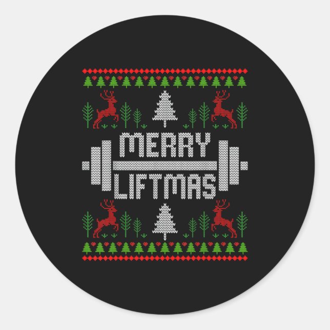 Adesivo Redondo Merry Liftmas - Trainer Ugly Style Christmas  (Frente)