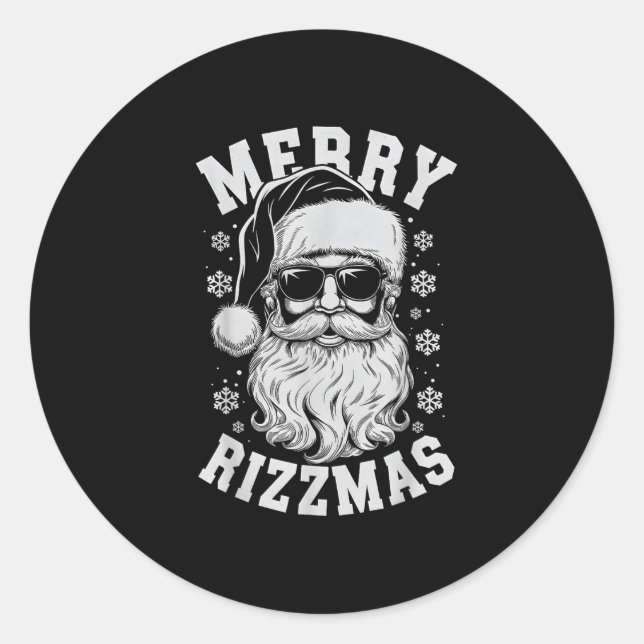 Adesivo Redondo Merry Rizzmas Funny Christmas Santa Claus Happy Ch (Frente)