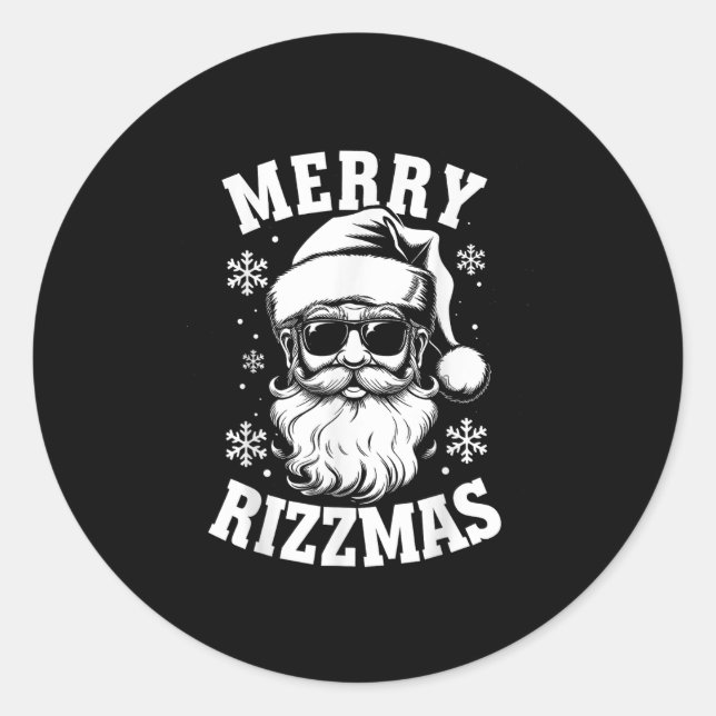 Adesivo Redondo Merry Rizzmas Funny Christmas Santa Claus Happy Ch (Frente)