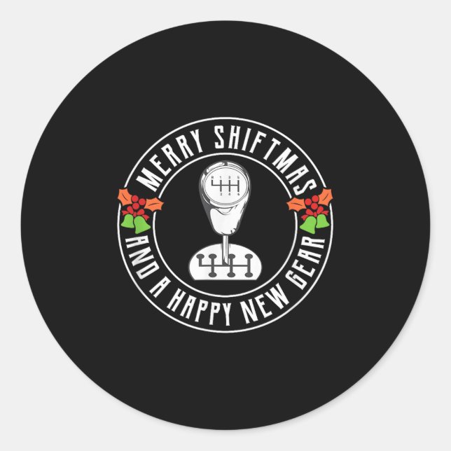 Adesivo Redondo Merry Shiftmas Manual Transmission Christmas Theme (Frente)