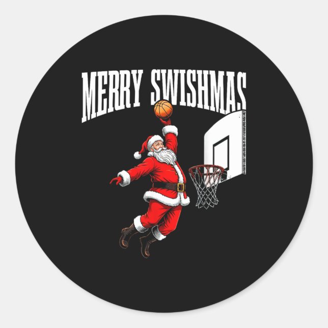 Adesivo Redondo Merry Swishmas Basketball Ugly Christmas Xmas Men  (Frente)