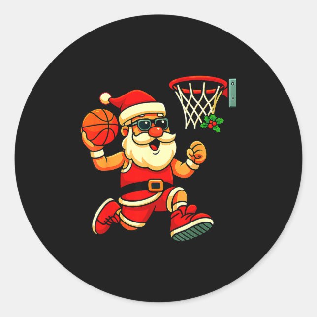 Adesivo Redondo Merry Swishmas Ugly Christmas Sweater Basketball C (Frente)