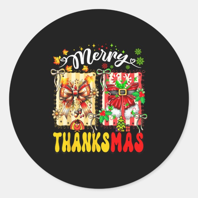 Adesivo Redondo Merry Thanksmas Thanksgiving Christmas Coquette Bo (Frente)