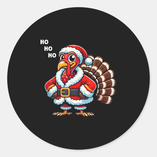Adesivo Redondo Merry Thanksmas Thanksgiving Turkey Xmas Funny Kid (Frente)