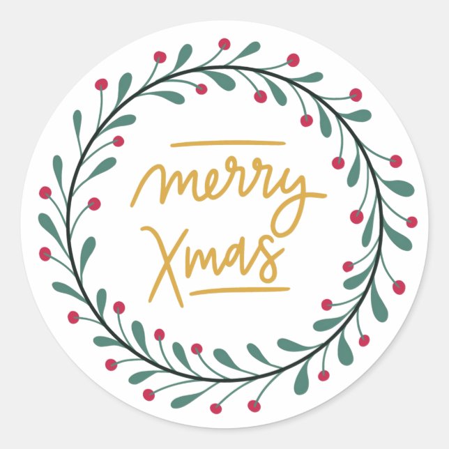 Adesivo Redondo Merry Xmas (Frente)