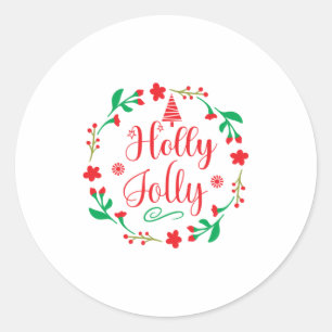 Adesivo Redondo Merry Xmas Holly Jolly