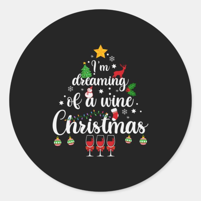 Adesivo Redondo Merry Xmas I Am Dreaming Of A Wine Christmas (Frente)