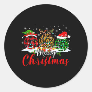 Adesivo Redondo Merry Xmas Leopard Xadrezes Elf Reindeer Volley