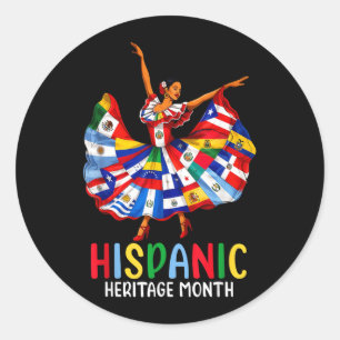 Adesivo Redondo Mês da Herança Hispana Bandeira Países Latinos