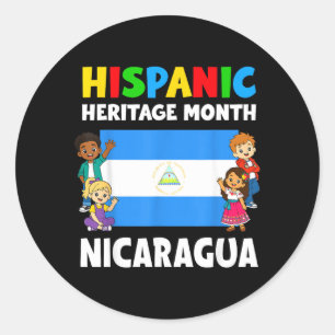 Adesivo Redondo Mês da Herança Hispânica Bandeira da Nicarágua Men