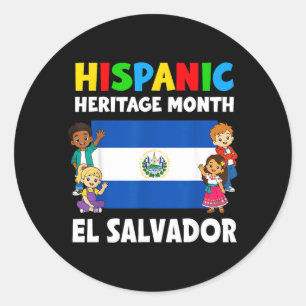 Adesivo Redondo Mês da Herança Hispânica Bandeira de El Salvador M