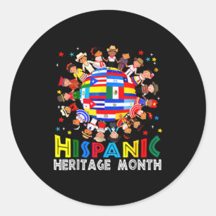 Adesivo Redondo Mês da Herança Hispânica Terra Criança Bandeira La