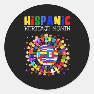 Adesivo Redondo Mês da Herança Hispânica Todos os Países Latinos M