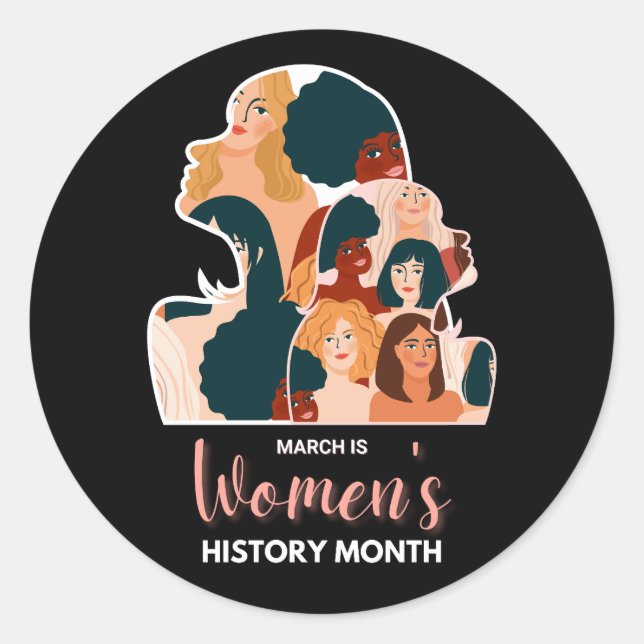 Adesivo Redondo Mês da História das Mulheres (Frente)