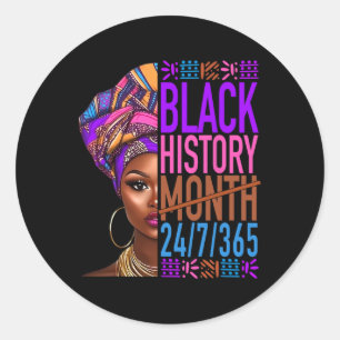 Adesivo Redondo Mês da História Negra 24 7 365 Orgulho Negro Afric