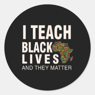 Adesivo Redondo Mês da História Negra Blm Eu Ensino Vidas Negras E