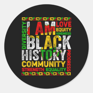 Adesivo Redondo Mês da História Negra Eu Sou História Negra Afro-A