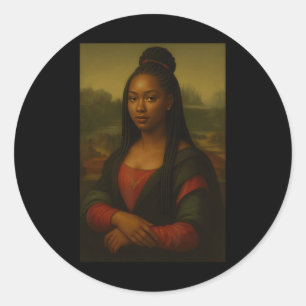 Adesivo Redondo Mês da História Negra Mona Lisa Negra Afro-America