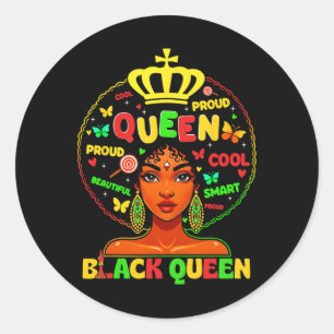 Adesivo Redondo Mês da História Negra Rainha Negra Afro Melanina M