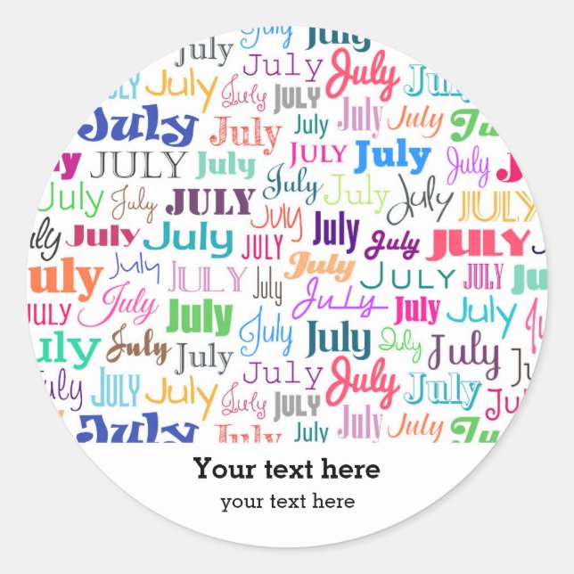 Adesivo Redondo Mês de aniversário de julho (Frente)