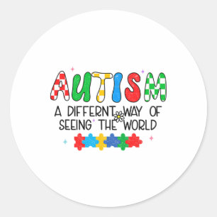 Adesivo Redondo Mês De Consciência Autismo Apoiam A Visão Do Mundo