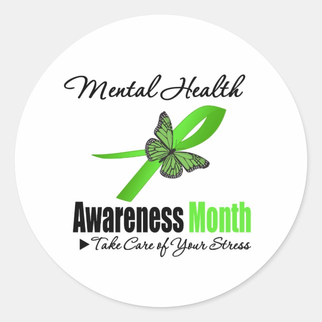 Adesivo Redondo Mês de Consciência da Saúde Mental (Frente)