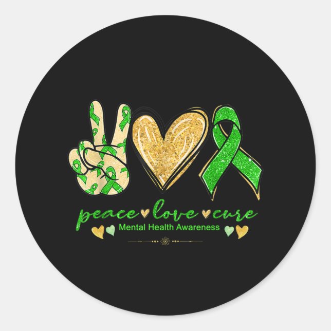 Adesivo Redondo Mês de Consciência da Saúde Mental | Questões de s (Frente)