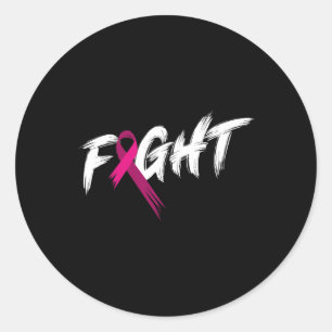 Adesivo Redondo Mês de consciência do câncer de mama Fight Vintage
